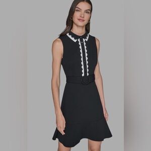 Karl Lagerfeld Paris sleeveless collared scuba crepe A-line dress Size 8